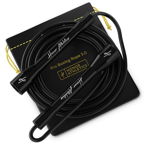 | Pro Boxing Rope 3.0 | 5.3mm Jump Rope Indoor/Outdoor Adjustable For Boxing | Ultra-Durable, Non-Kinking TPU-PVC blend/Unbreakable Handles | Adjustable | Skipping Rope - color: Black Handles / Black Cord