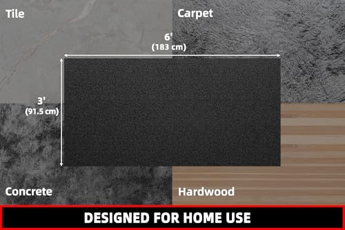 Treadmill Mat, 7'x3'/6'x3'/6'x2.5'/5.6'x2'/4'x2', 6mm Thick Exercise Equipment Gym Mat for Hardwood FloorCarpet, Compatible with Peloton Bike, Indoor Spin Bike, Elliptical - color: 72"x36"x6mm-black