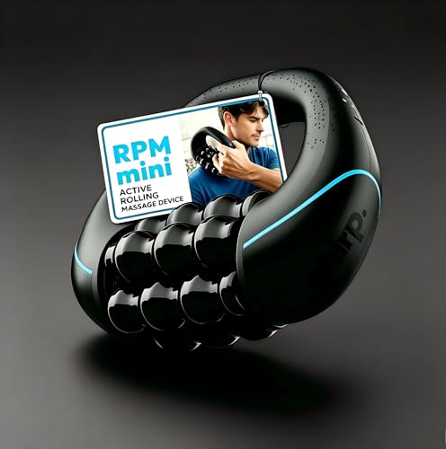 Electric Handheld Rolling Massager, 3 Speed Deep Tissue Percussive Massager with 6 Rotating Bars, Rechargeable Full Body Muscle Roller for Back Shoulder Leg Soreness Relief & Blood Circulation