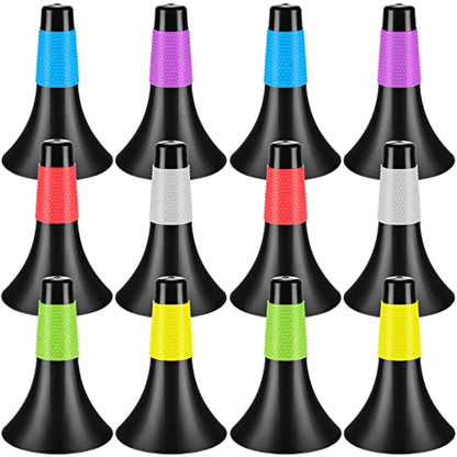 12 Pack Agility Training Sport Cones 9 Inch Flexible Marker Cones with Carry Bag Plastic Soccer Basketball Training Equipment for Indoor Outdoor Speed Grab Drills (Black)