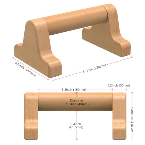SELEWARE Wood Push Up Bars Steel Calisthenic Parallette Bars Handstand Bars - color: D: Wood Grip (8.7"L x 4"H)