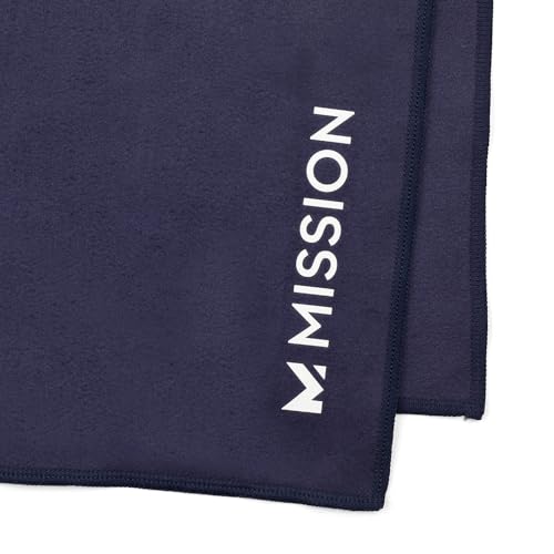 MISSION On-The-Go Cooling Towel - Soft, Lightweight Fabric - Cools Up to 2 Hours - UPF 50 Sun Protection - Machine Washable (Navy) - color: Navy