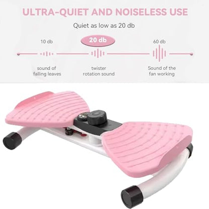 Mute Waist Twister Board, 3-Level Adjustable Ab Workout Machine for Women Men, Noiseless Exercise Twist Board for Home Gym, 330 lbs Capacity, Digital Timer