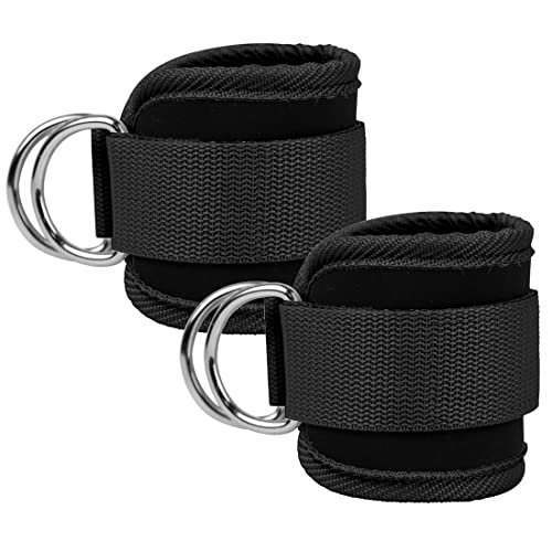Ankle Straps Ankle Resistance Bands Wrist Cuffs Padded Straps Adjustable Fitness Glute Kickback D-Ring for Cable Machine Gym Foot Leg Training Brace Support 1 Pair - color: black
