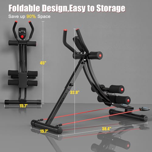 Ab Workout Equipment, Ab Machine for Women, Adjustable Core Abdominal Exercise Fitness Equipment, Foldable Waist Trainer Ab Crunch Home Gym Systems for Beginners - style: Black Single-Track