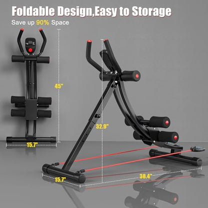 Ab Workout Equipment, Ab Machine for Women, Adjustable Core Abdominal Exercise Fitness Equipment, Foldable Waist Trainer Ab Crunch Home Gym Systems for Beginners - style: Black Single-Track