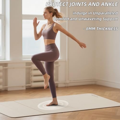 Foldable Yoga Mat Extra Thick 0.32 Inches(8mm) | SGS-certified, odorless POE. Non-slip surface & no curling edges. Great for yoga, Pilates & home gym.
