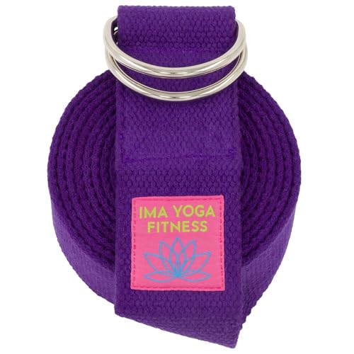 Adaptive Yoga Strap, Stretching Strap, 2 Inches Wide, 100% Naturally Soft Cotton, Steel D-Rings, Includes Natural Cotton Drawstring Storage Pouch and Instructional E-Book