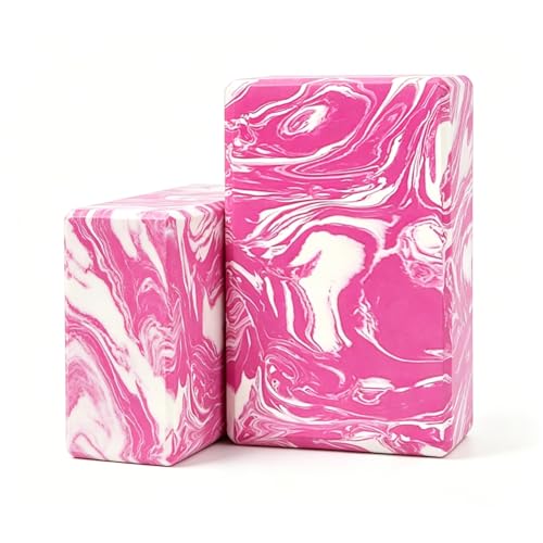 Yoga Blocks 2 Pack, Lightweight Premium EVA Foam Yoga Blocks, Non Slip Supportive Foam Blocks for Yogi, Pilates, Stretching and Meditation, Women Men Yogi Beginners Accessories - color: Pink White