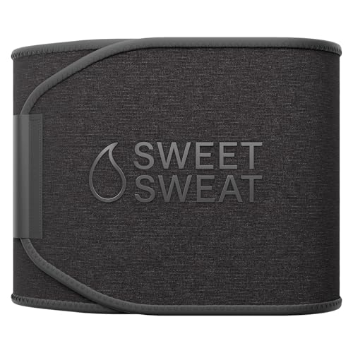 Sports Research Sweet Sweat Waist Trimmer (Core Series) - Premium Sweat Enhancing Fitness Band for Women & Men - color: Matte Black, size: Medium