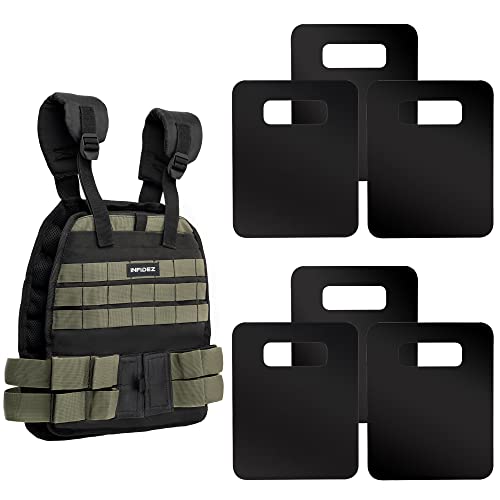 Tactical Adjustable Weighted Vest with Weight Plates Included, Quick Release Strength Training Weight, Running, Workout Vest for Men and Women, Adjustable from 12lbs to 31lbs