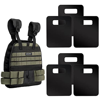 Tactical Adjustable Weighted Vest with Weight Plates Included, Quick Release Strength Training Weight, Running, Workout Vest for Men and Women, Adjustable from 12lbs to 31lbs