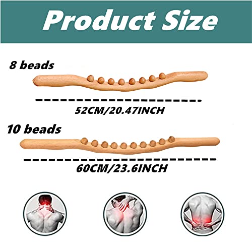 Wooden Gua Sha Massage Tools,10 Beads Lymphatic Drainage Paddle Tool,Handheld Self Body Sculpting Massage Tool,Cellulite Massage 23.6INCH - color: Style B Primary Color 10 Beads