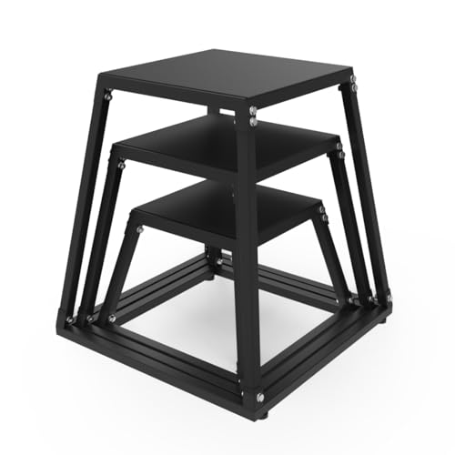 Plyo Box Jump Platforms, 12/18/24/30 Inch Single and Set Plyometric Jumping Box for Men and Women for Home Gym - color: Black Set-12"/18"/24"