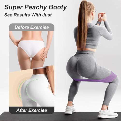 Resistance Bands for Legs and Butt Exercise Bands, Non Slip Elastic Fabric Bands 3 Levels Loop Workout Bands for Women Squat Glute Hip Training, Set of 3 Pack