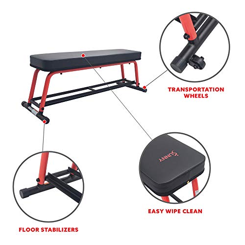 Sunny Health & Fitness Weight Bench for Heavy Duty Workouts, Exercise, Strength Training, Lifting and Home Gyms