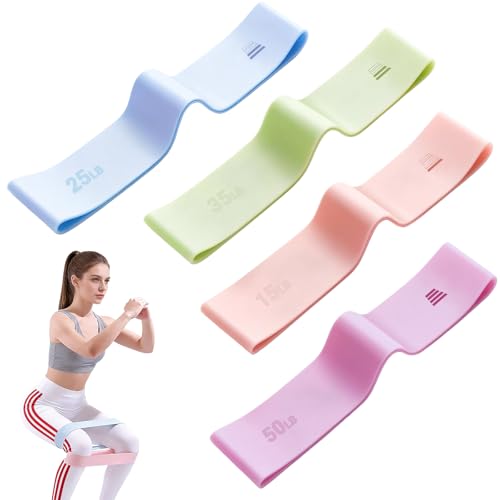 Resistance Bands for Working Out - 2/3/4 Pack Elastic Loop Exercise Band Set 15 25 35 50 lbs, Strength Training Stretching Home Gym Workout Bands for Pilates Yoga Leg Glute Arm Workout for Women Men - size: 4 Pack