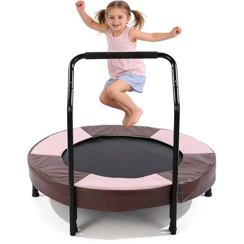 36" Foldable Mini Trampoline for Kids, Indoor Outdoor Small Rebounder Trampoline with Foam Handle & Safe Thickened Cover, Toddler Trampoline, Perfect Toddler Gift for Boys & Girls