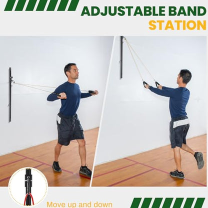 Resistance Bands Wall Mount System Adjustable Wall Anchor 35.5in Metal Gym Station for Exercises Home Fitness Workout Athletic Training,Resistance Bands Not Included