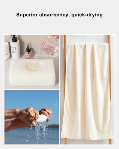 sakano 2-Piece Bath Towel Set - Ultra Soft Highly Absorbent No Fuzz Quick-Dry Microfiber Bath Sheets for Gym, Spa, and Salon -White, 28 x 55 inches