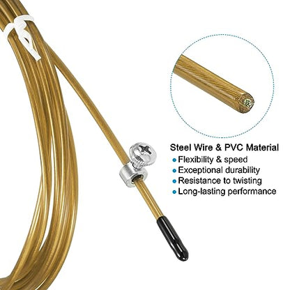 PATIKIL Speed Jump Rope Replacement Cable Professional Skipping Rope Steel Wire Replace for High Speed Jump Ropes - color: Gold Tone