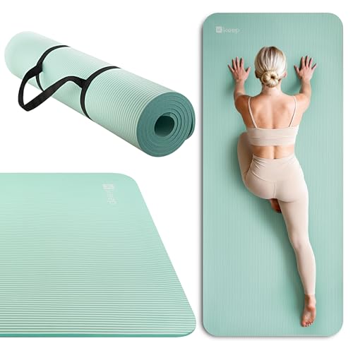 KEEP Extra Thick NBR Yoga Mat for Women & Men, 10mm Thick, 72”x32” Large Exercise Mat with Non-Slip Workout Mat for Yoga, Pilates, Stretching, Meditation – Wide & Cushioned Fitness Mat