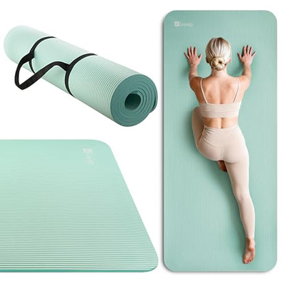 KEEP Extra Thick NBR Yoga Mat for Women & Men, 10mm Thick, 72”x32” Large Exercise Mat with Non-Slip Workout Mat for Yoga, Pilates, Stretching, Meditation – Wide & Cushioned Fitness Mat