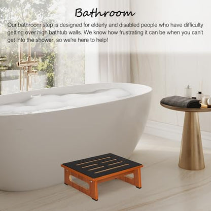 Wooden Step Stool with Non-Slip Rubber Feet Step, Heavy Duty Platform Stepping Stools with 450 LBS Capacity for Bedroom Kitchen Bathroom, Bed Steps for High Beds, Bedside Support