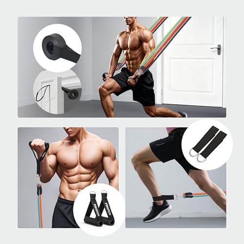 PROIRON Resistance Bands, Anti-Breakage Exercise Bands，Resistance Bands for Working Out with Handles,Weight Bands for Strength Training Men and Women-Five-Rope Set