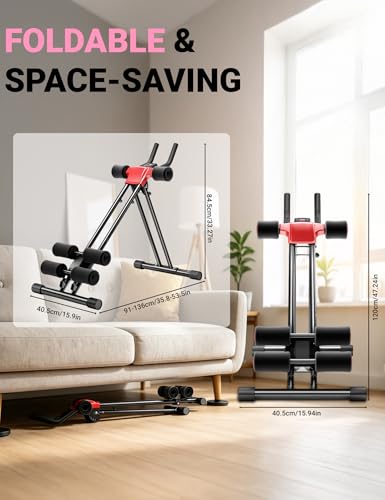 Dual Track ab Workout Machine with 5 Adjustable Heights | Abdominal Exercises Machine for Home Gym | Foldable Core & Ab Trainer with 330lbs Weight Capacity | Ab Women Exercise Fitness Trainer