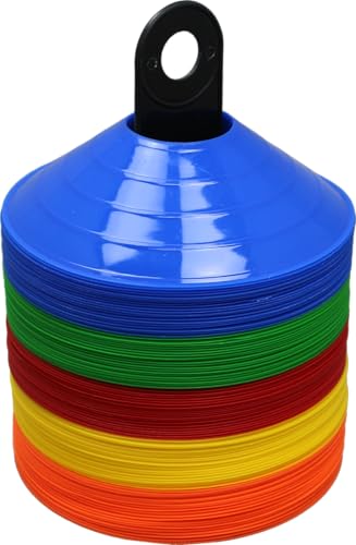 BlueDot Trading High Visibility Disc Cones for Sports, Agility Training, Soccer, Football, Field Cone Markers for Adults or Kids, Blue, Quantity 12-Pack