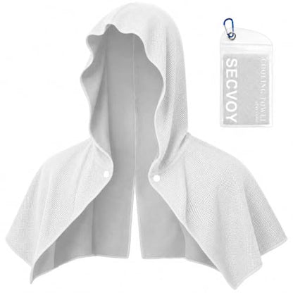 1 Pack Cooling Hoodie Towels for Neck and Face, UPF 50 Sun Protection & Instant Cooling Towels for Hot Weather, Soft Breathable Towel for Work Out, Sport, Gym, Camping & More Activities