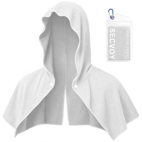 1 Pack Cooling Hoodie Towels for Neck and Face, UPF 50 Sun Protection & Instant Cooling Towels for Hot Weather, Soft Breathable Towel for Work Out, Sport, Gym, Camping & More Activities