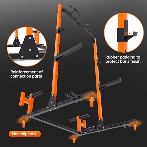 leikefitness Multifunction Power Tower Exercise Equipment,Pull Up Dip Station,Height Adjustable for Home Gym Strength Training Fitness Equipment,Dip Stands,Pull Up Bars,Push Up Bars,VKR - color: Orange