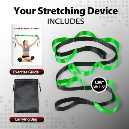 Stretching Strap with Loops for Physical Therapy,Yoga Strap for Stretching,Home Workout,Pilate & Flexibility Training,Non-Elastic Exercise Stretch Band for Hamstring,Leg Stretcher Belt,Flexibility Fascia