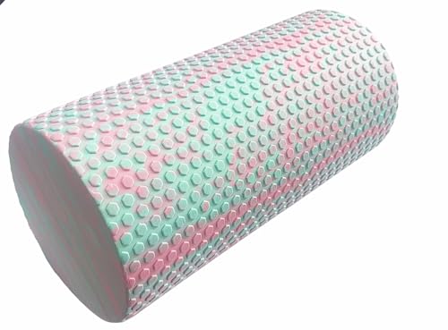 Travel Size Back Roller, High Density Foam Roller for Back Stretching, Physical Therapy, Yoga, Pilates, Post Workout Muscle Recuperation, 12" X 6" Round (Pink)