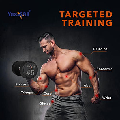 Yes4All Urethane Dumbbell with Anti-Slip Knurled Handle 5-50 LB for Muscle Building - Sold Individually - color: B. 10 Pounds