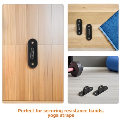 6pcs Resistance Band Wall Anchors with Black Pad Eye Hooks, 304 Stainless Steel Workout Wall Mounts for Strength Training, Yoga Strap Exercise Anchors, Home Gym Pull-up Attachments