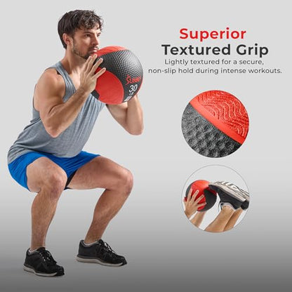 Sunny Health & Fitness Medicine Ball with Premium Dual Textured Grip - size: 12 LB