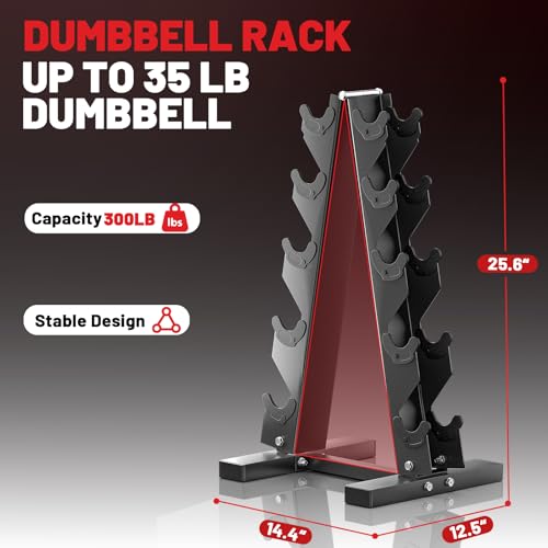 Papababe Dumbbell Stand, A-Frame Weight Storage Rack for Dumbbells, Barbell Holder, Heavy Duty Dumbbells Storage with T Bar Row Attachment for Home Gym (Dumbbell Rack Stand Only) - style: 5 Tier-300LBS Capacity