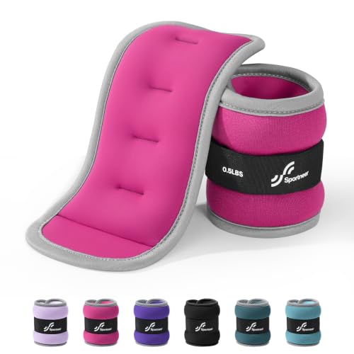 Sportneer Ankle Wrist Weights for Women Men Pair of 1/2/4/6/10 LBS Options - color: Pink, size: 0.5 lbs x 2