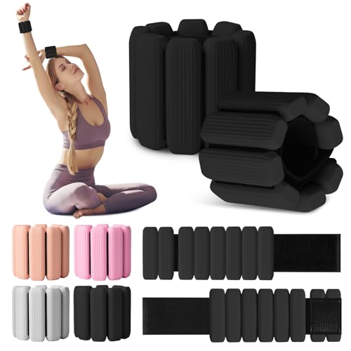 Wrist Weights Set of 2(1Lbs Each), Wearable Wrist Ankle Weights for Women & Men, Adjustable Arm & Leg Weights for Walking, Yoga, Swimming, Gym - color: Black
