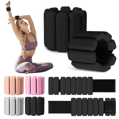 Wrist Weights Set of 2(1Lbs Each), Wearable Wrist Ankle Weights for Women & Men, Adjustable Arm & Leg Weights for Walking, Yoga, Swimming, Gym - color: Black