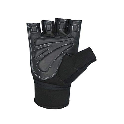 TMA Weight Lifting Gloves for Gym Workout – Cowhide Leather, Long Wrist Support with Anti Slip Palm Protection – Great Grip for Fitness, Bodybuilding, Powerlifting, Strength Training & Exercise - size: Medium