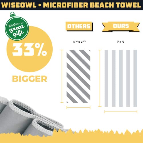 Wise Owl Outfitters Microfiber Beach Towel (7x4 ft) – Extra Large 84"x48", Quick Dry, Lightweight and Sand Free for Adults at the Beach, Pool, Gym, Yoga, or for Travel and Outdoor Use