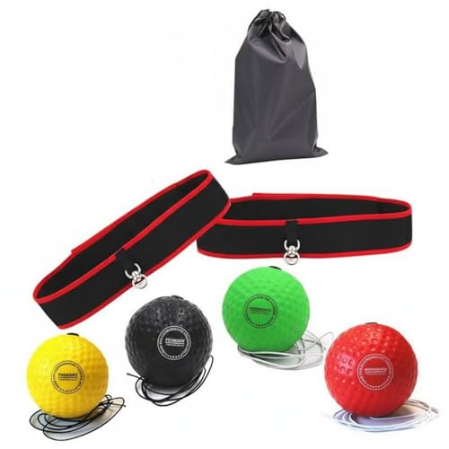 Boxing Reflex Ball Headband Reflex Ball on String with Headband Hand Eye Coordination Training Improve Reaction Speed Adjustable for Workout
