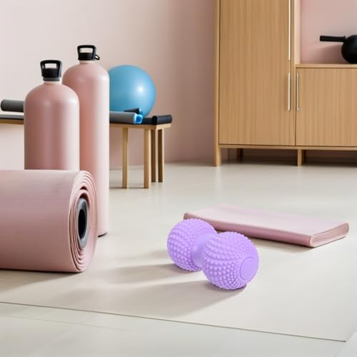 DOITOOL Peanut Massage Ball for Foot and Back Relief, Dual Lacrosse Fascia Roller with Lavender Color, Deep Tissue Trigger Point Massager for Plantar Fascia and Neck Muscle Relaxation