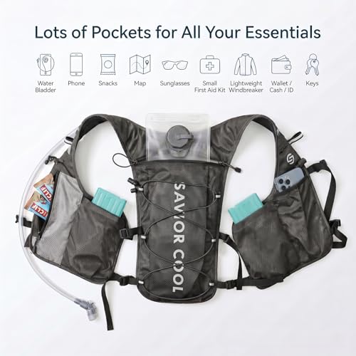 Cooling Hydration Vest with Cooling Packs, 2L BPA-Free Water Bladder, Lightweight Running Vest for Hiking, Cycling & Marathon Training - color: Charcoal Gray