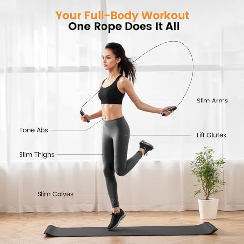 Jump Rope,Tangle-Free Rapid Speed Jump Rope with Ball Bearings for Men,Women and Kids,Adjustable Steel Skipping Rope with Ergonomic Foam Handles,A Ideal Equipment and Accessories for Workout,Fitness,Exercise,Home Gym,Slim Body