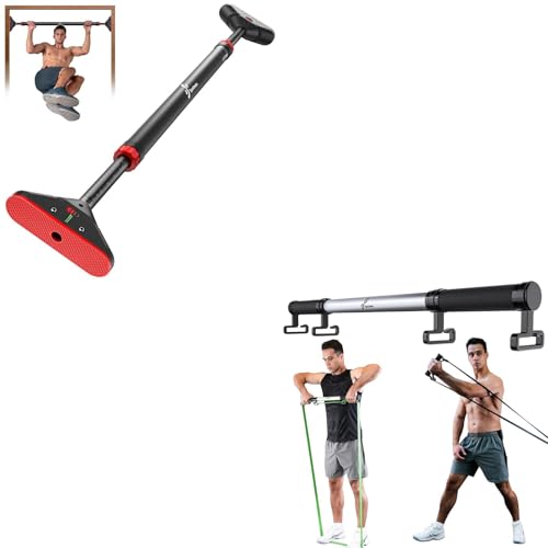 Pull Up Bar for Doorway: Sportneer Strength Training Pull-up Bars without Screw with Resistance Band Bar, Sportneer Detachable Workout Exercise Bar Handles for All Kinds Resistance Bands
